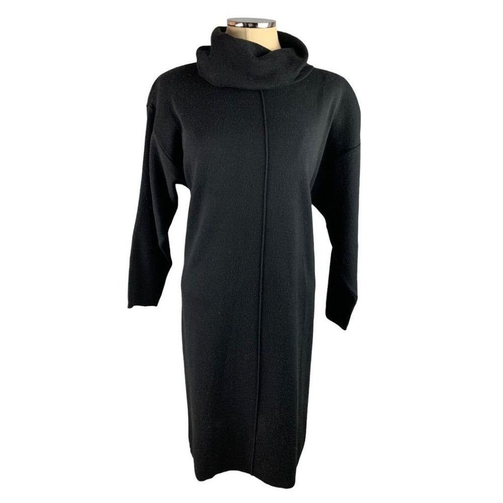 Small Karen Lessly Women's Black Y2K Sweater Dress Turtleneck 3/4 Sleeve